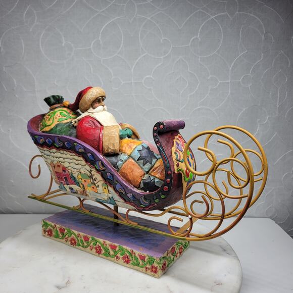 Jim Shore Heartwood Creek Delivering Joy Figurine XL Santa in Sleigh 2004 - Picture 1 of 16